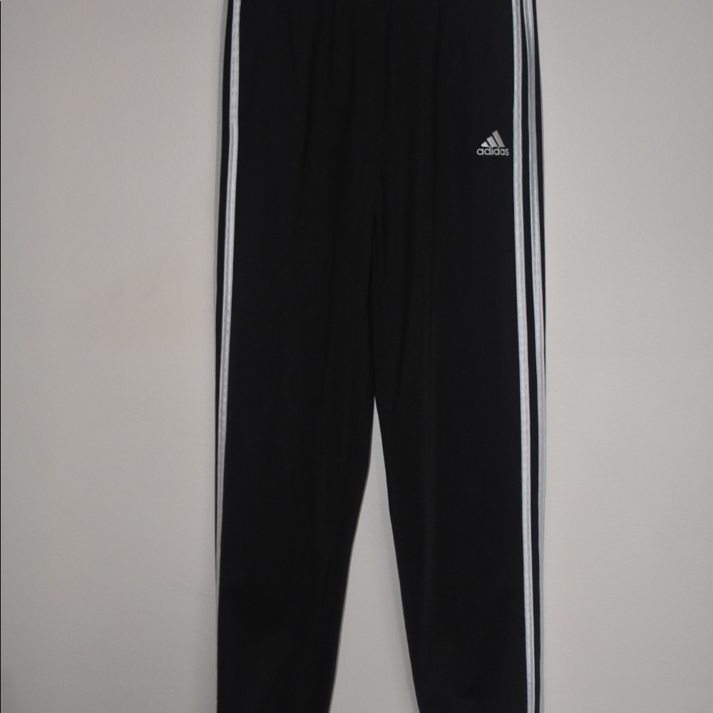 Adidas Black Track Pants with side stripes- sz 18/20 youth